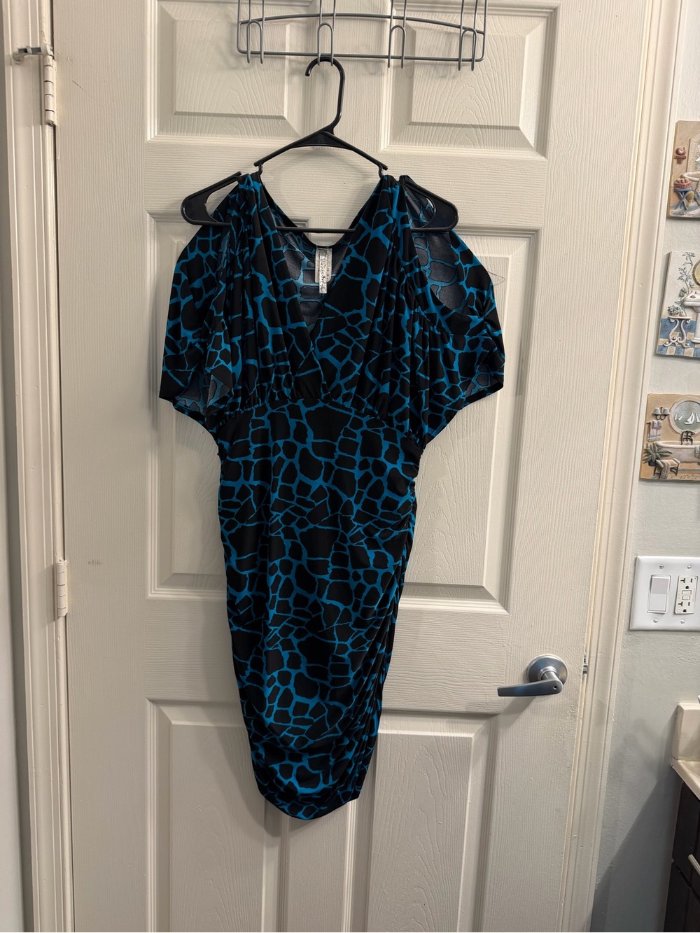 ICON Teal and Black Patterned Midi Dress